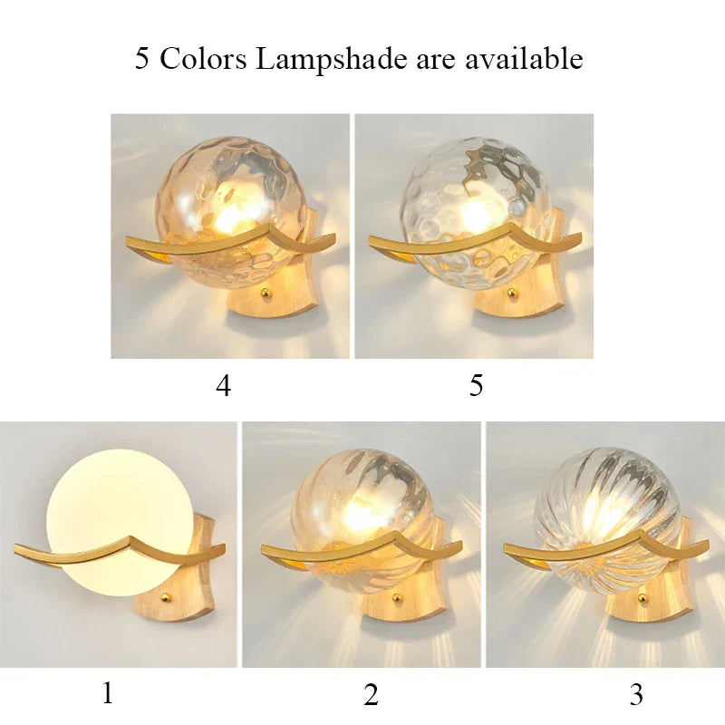 Japanese Moon Wood Wall Lamp - Minimalist Design - LED Sconce Lights