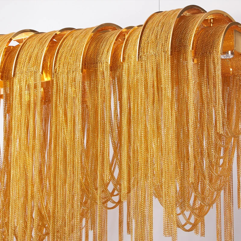 Luxury Tassel LED Chandelier - Elegant Aluminum Chain Pendant Light