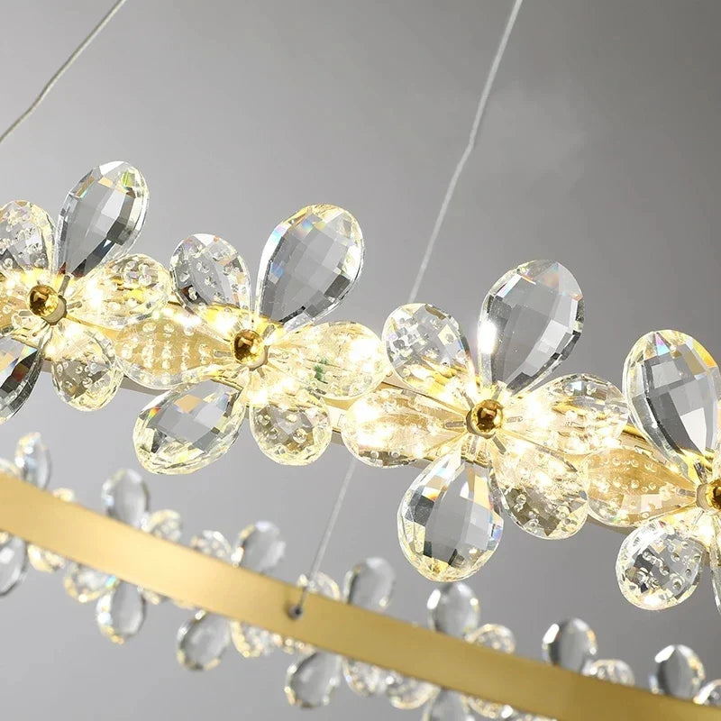 Crystal LED Chandelier: Luxury Lighting for Living, Dining, Kitchen - Elegant Iron & Aluminum Design