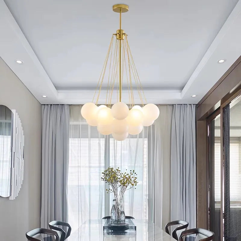 Modern Glass Ball Chandelier LED Lighting Fixtures for Restaurant and Children's Room