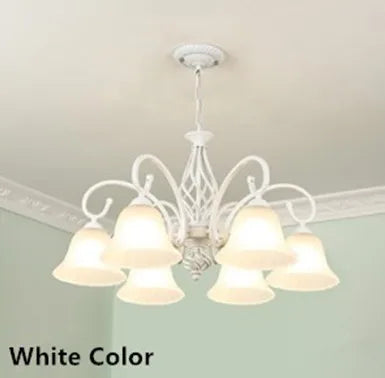 Vintage Blue Chandelier with Glass Lampshade for Home Lighting