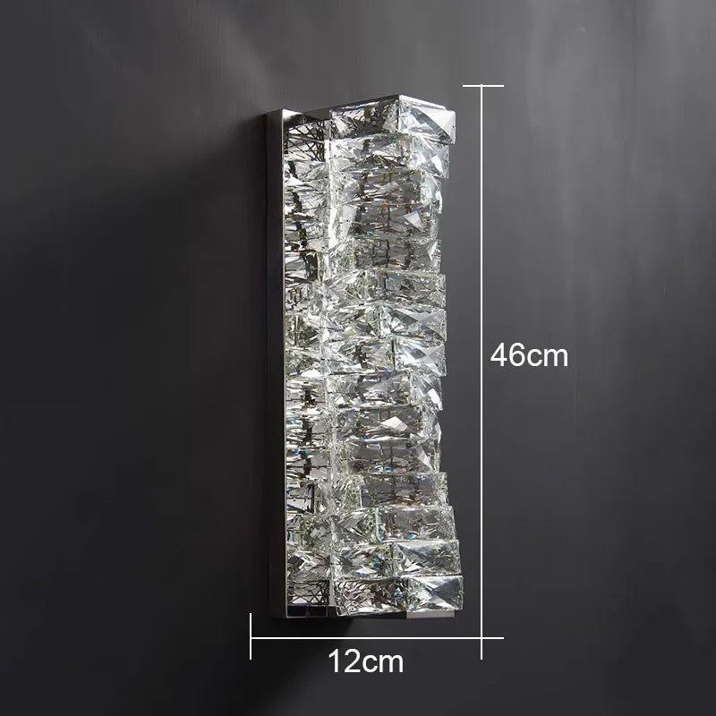 Gold Chrome Crystal Wall Sconce LED Lamp for Living Room Bedroom TV Background Lighting