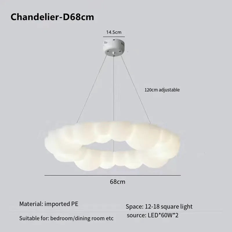 Nordic Cloud LED Pendant Chandelier for Modern Living, Dining, Bedroom