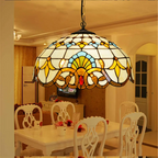 Nordic Tiffany Peacock Chandelier Glass Lamp for Home Decor