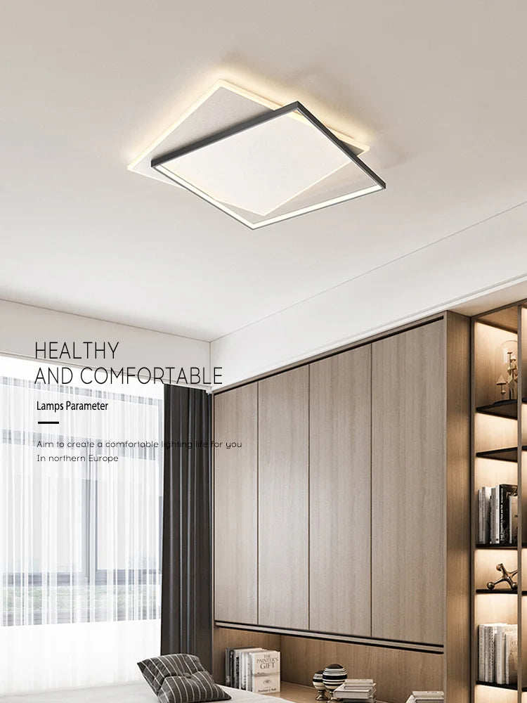 Square Minimalist Ultra-Thin Ceiling Lamp for Bedroom Living Room Modern Nordic Lighting