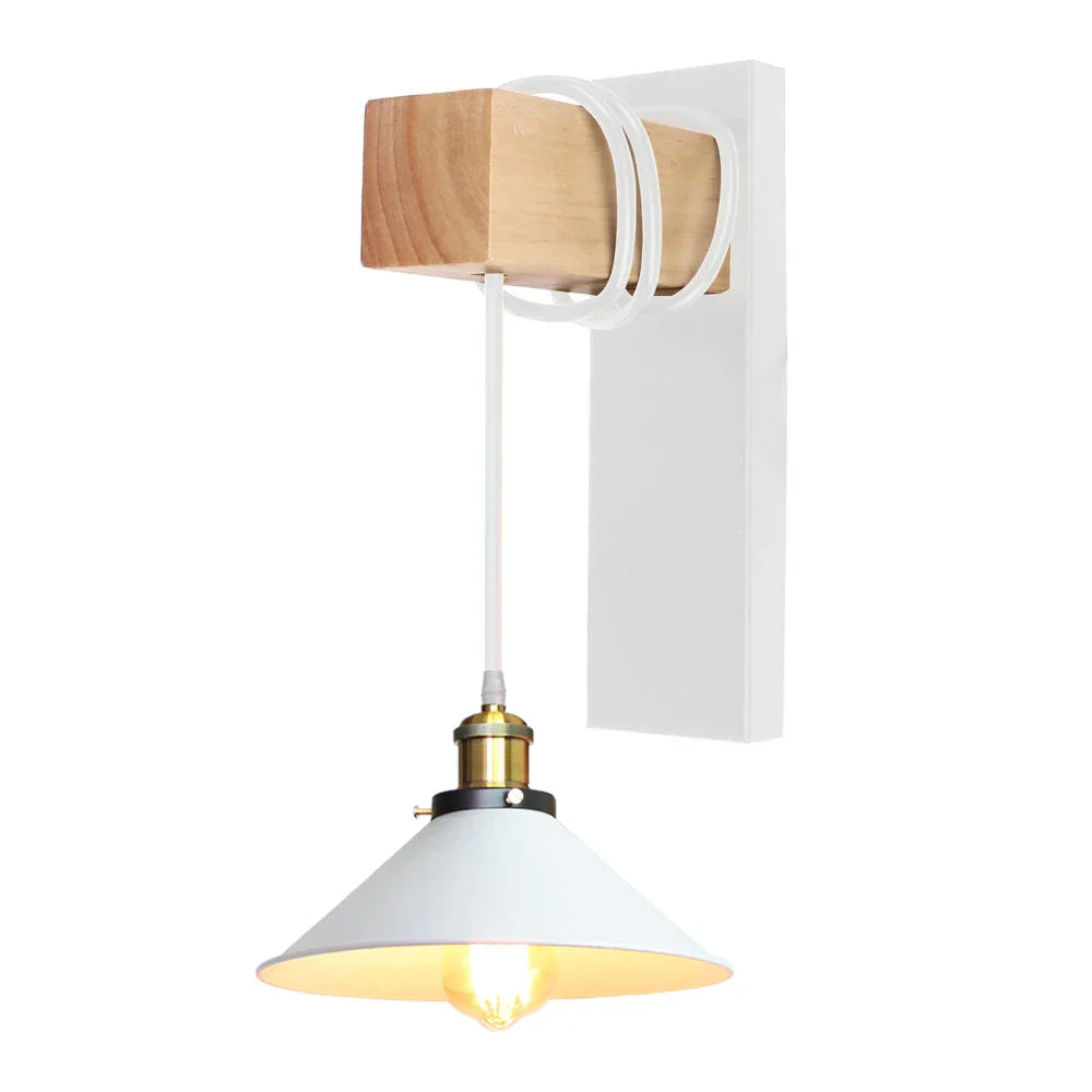 Industrial Iron Wood Wall Lamp E27 Modern Nordic Sconce by for Home Decor Bedroom