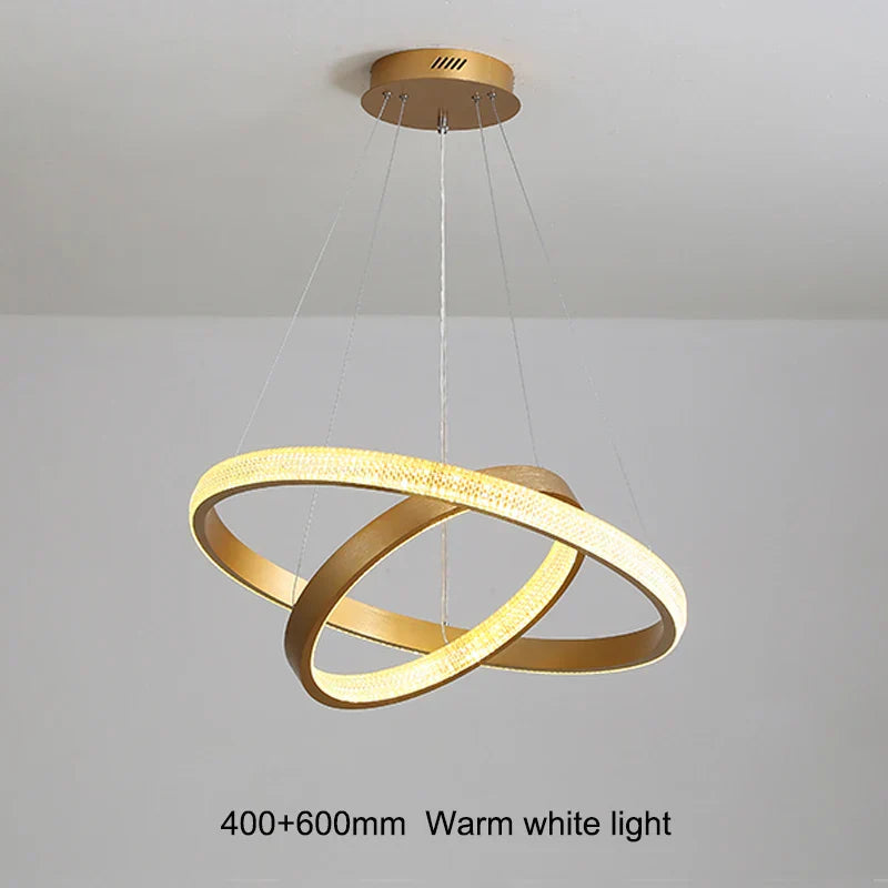Gold Circle Chandelier Creative LED Lighting Modern Indoor Fixtures