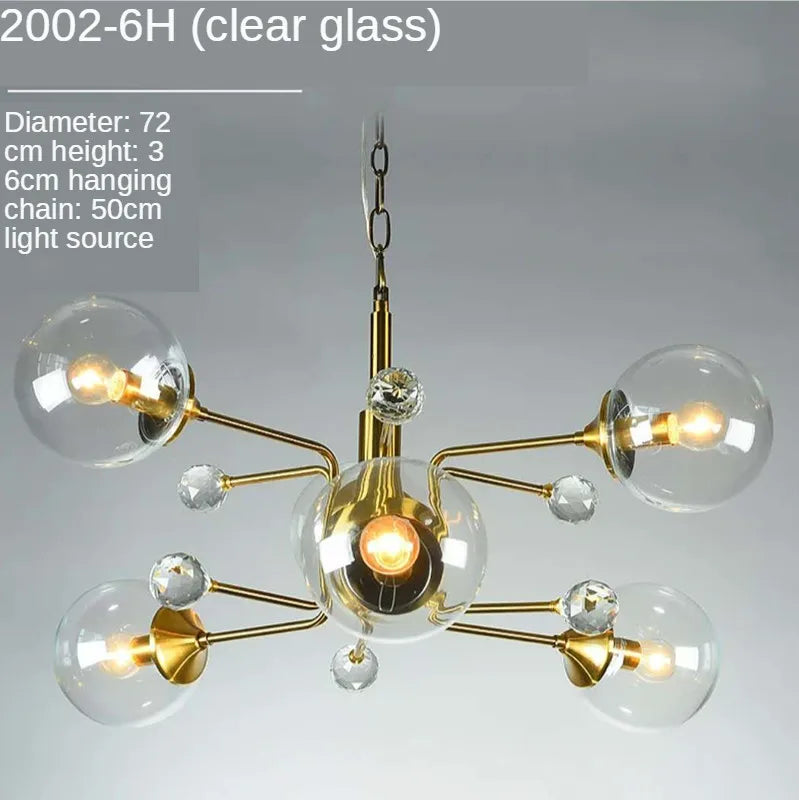 Modern Glass Ball LED Chandelier | Luxury Indoor Hanging Lamps for Living Room