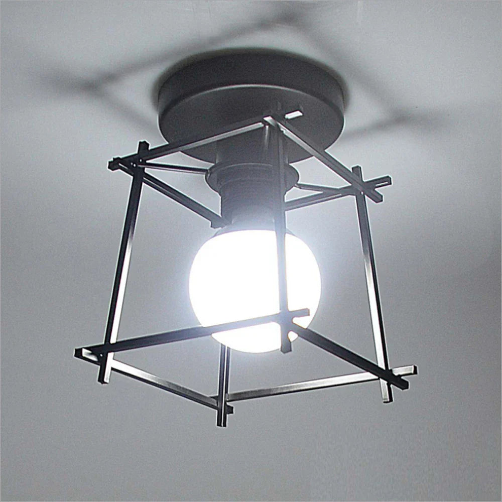 Vintage LED Metal Cage Ceiling Light Fixture for Home Decor