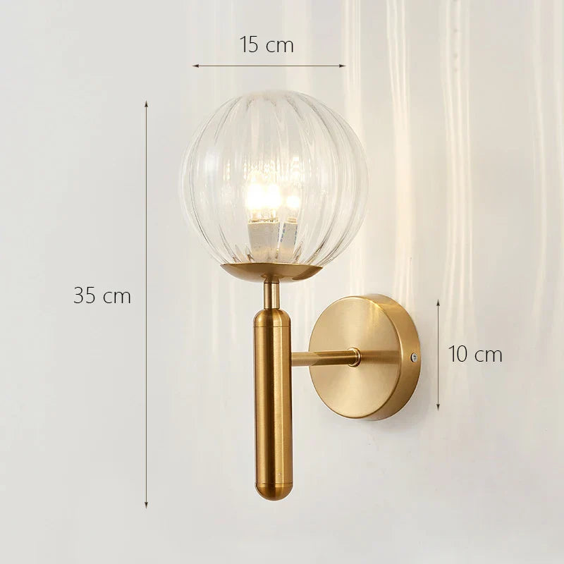 Glass Shade Gold Wall Lamp for Bedroom Loft Design, Up Down Iron LED Wall Lights