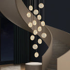 Modern Golden Round Acrylic Stair Chandelier by - Elegant Designer Lighting for Home