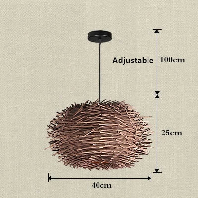 Rattan Wicker Bird Nest Chandelier - Modern Handmade Suspension Lighting