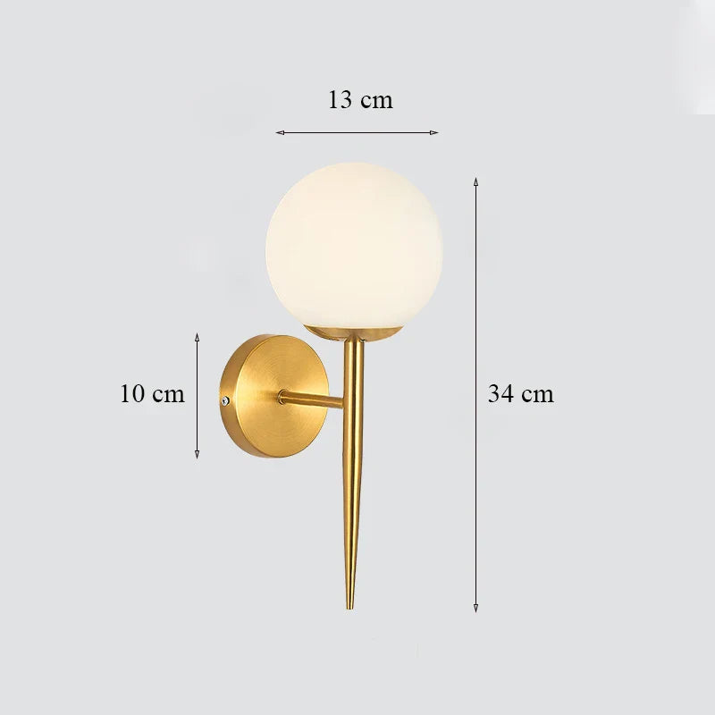 Luxury Glass Wall Lamp Brass Color Home Art Deco Sconce Wall Lights