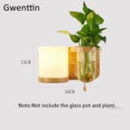 Nordic Wood Glass Wall Lamp LED DIY Plant Sconce Modern Luminaire