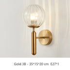 Glass Nordic Bedroom Wall Lamp Gold Black Interior Led Lighted Decoration