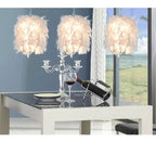 White Feather Pendant Light: Modern Fluffy Shade for Bedroom and Study Room