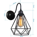 Black Cage Guard Wall Sconce LED Lamp Indoor Retro Lighting Fixture