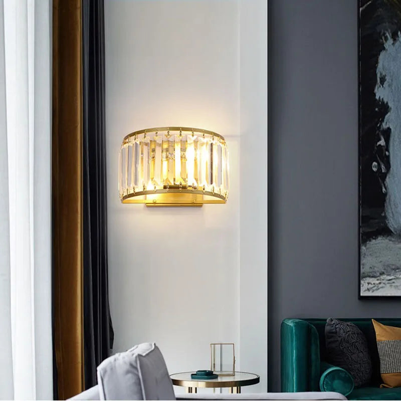 Crystal Semicircular Wall Lamp: Modern Minimalist LED Lighting for Home Decor