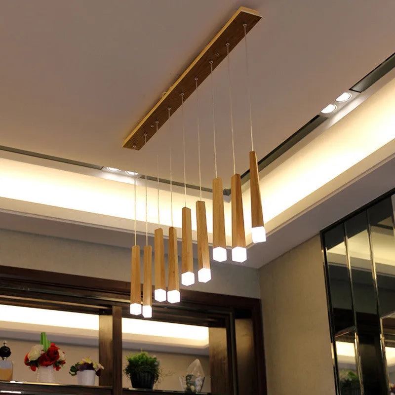 Solid Wood Pendant Light: LED Art Deco for Restaurant, Bar, Living Room