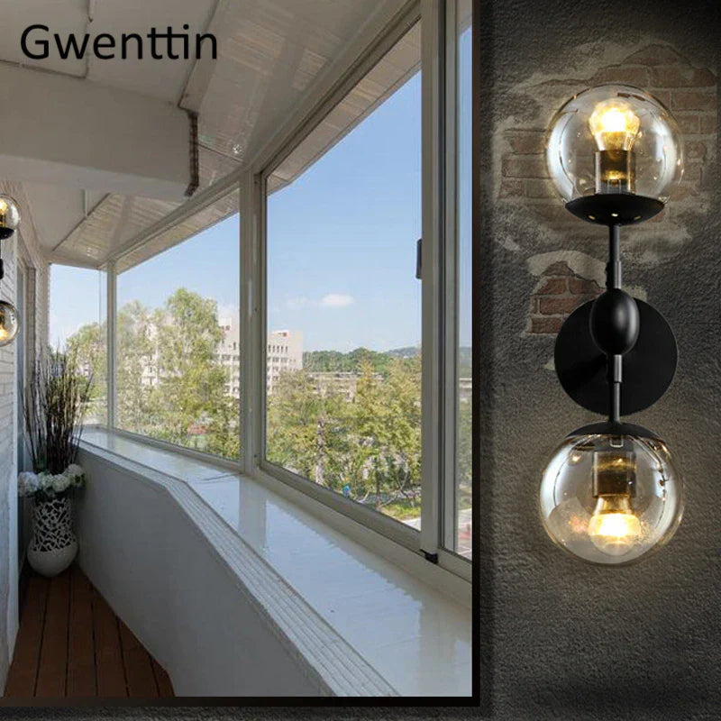 Glass Beans Wall Lamp Sconces LED Light Fixture for Home Deco Bedroom Hallway