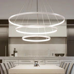 LED Circle Rings Pendant Lights: Modern White/Gold/Black Luster Lamp for Home Lighting