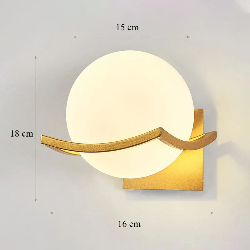 Glass Shade Gold Wall Lamp for Bedroom Loft Design, Up Down Iron LED Wall Lights