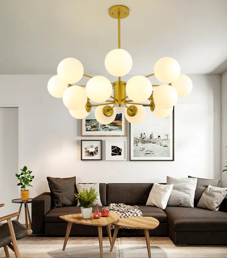 Black/Gold Glass Pendant Light for Living Room Bedroom Restaurant