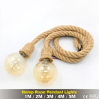 Retro Hemp Rope Pendant Light, Vintage E27 LED Bulb, Industrial Hanging Lamp
