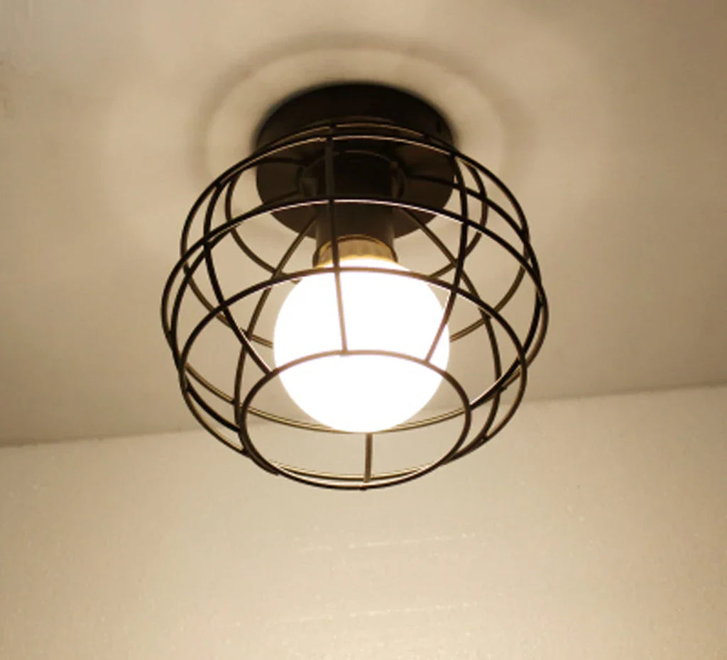 Vintage Industrial LED Ceiling Light Shade for Living Room Kitchen Cage Home Decor