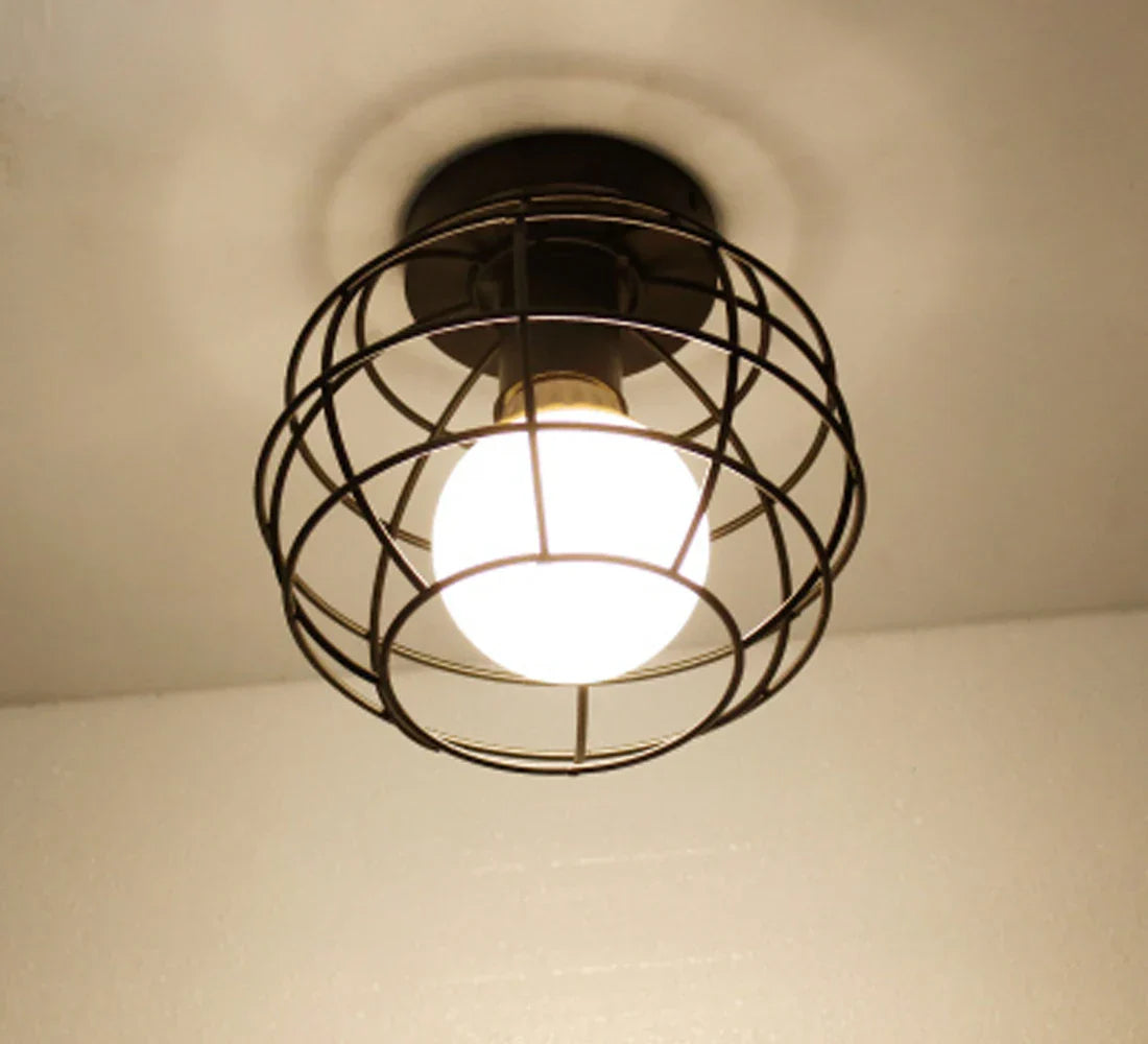 Vintage Industrial LED Ceiling Light Shade for Living Room Kitchen Cage Home Decor