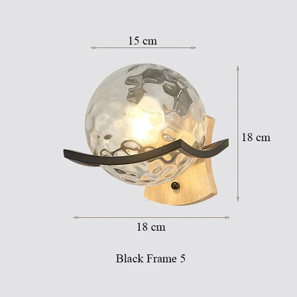 Japanese Moon Wood Wall Lamp - Minimalist Design - LED Sconce Lights