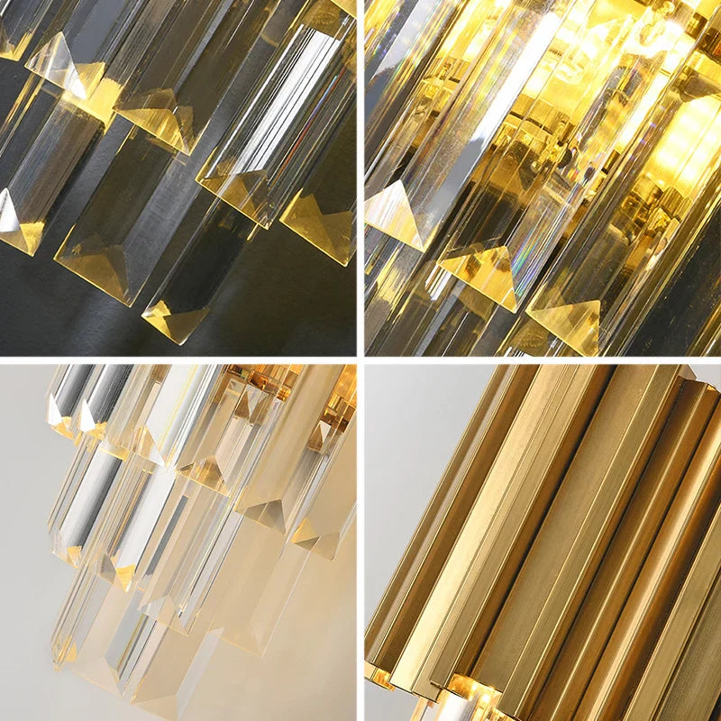 Gold Crystal Wall Lamp with LED Light for Home Lighting