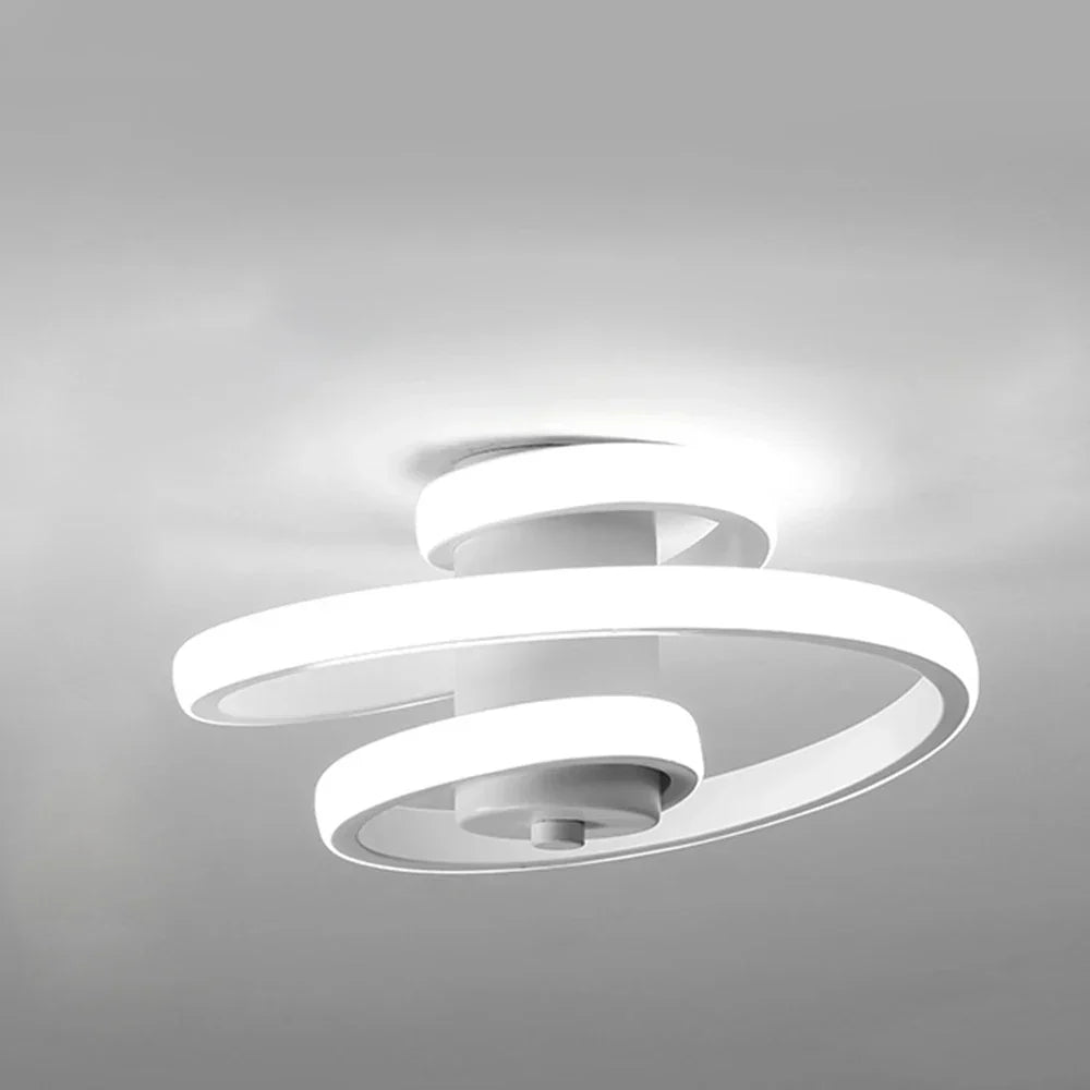 Spiral LED Ceiling Light: Modern Minimalist Indoor Lighting Fixture for Living Room