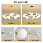 Nordic Glass Ball Pendant Light Gold/Black Dining Living Room Decor Afralia™