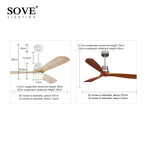 Wood Ceiling Fan with Remote Control | Bedroom 220V