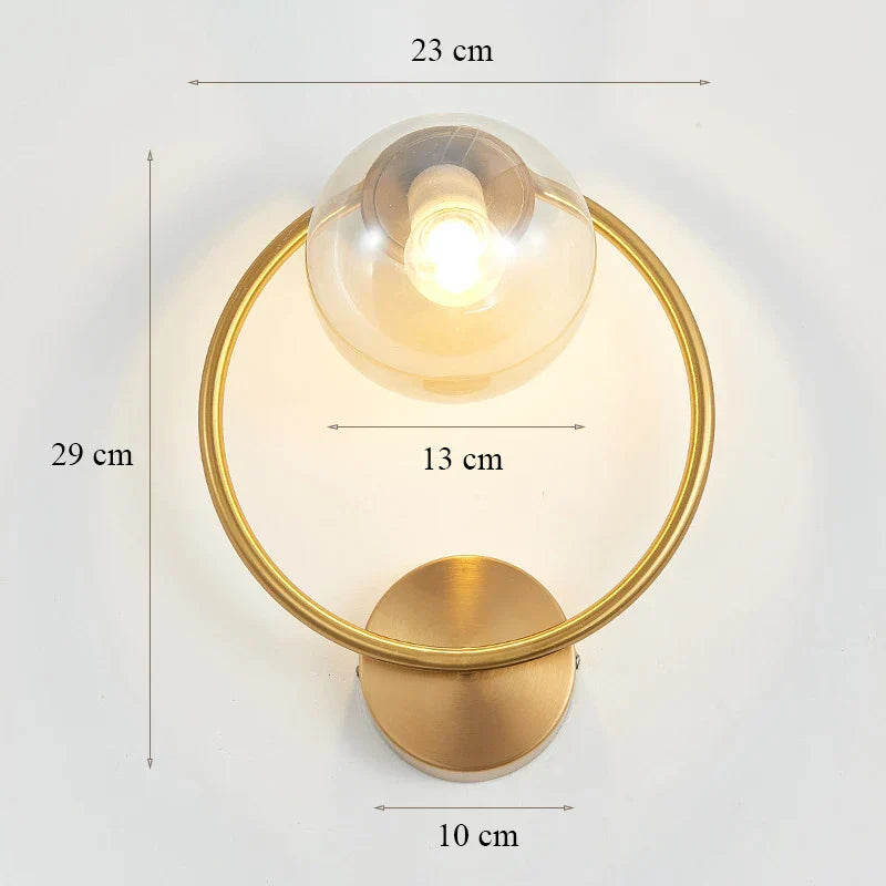 Iron Wall Lamp with Glass Ball, Elegant Sconce Light for Home Stairs and Reading