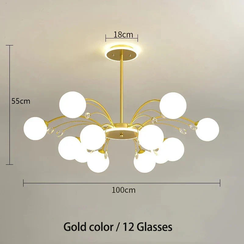 Nordic Crystal Glass Chandelier with E27 Lamp Holder for Livingroom Bedroom Diningroom by Afralia™