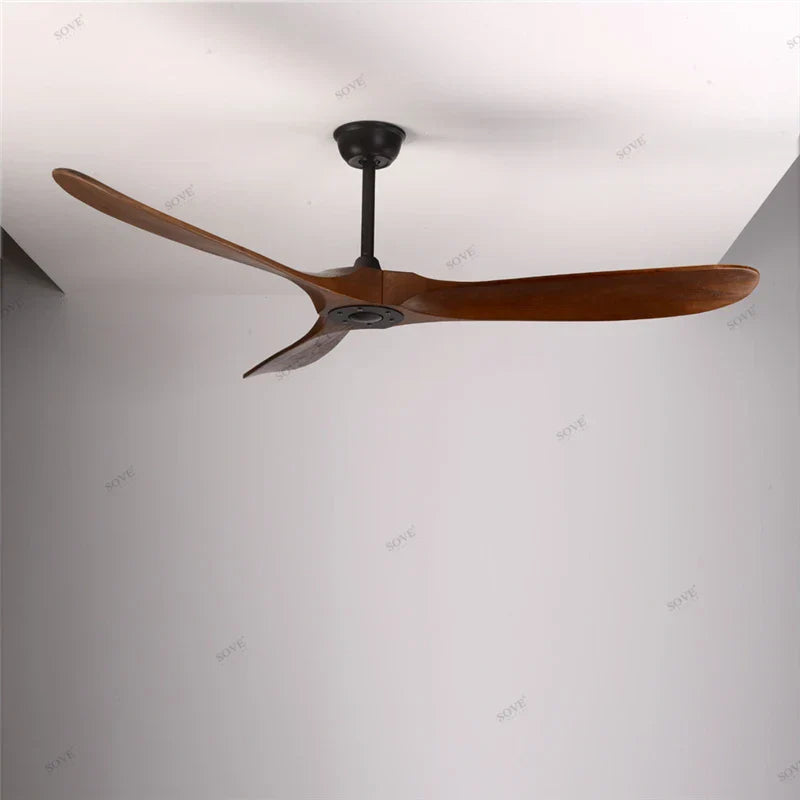 60" Solid Wood DC Ceiling Fan with Remote Control