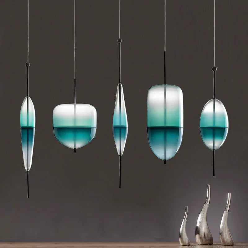 Night Flow Teardrop Glass Pendant Light in Blue - Italian Design Replica