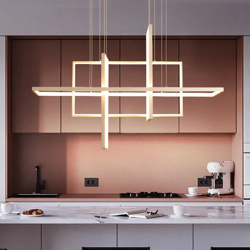 Geometric Aluminum Pendant Light for Living Bedroom Restaurant Kitchen - Modern Art Luminaire