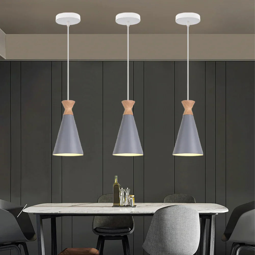Vintage Modern Wood Pendant Lamp | Nordic Industrial LED Hanging Light