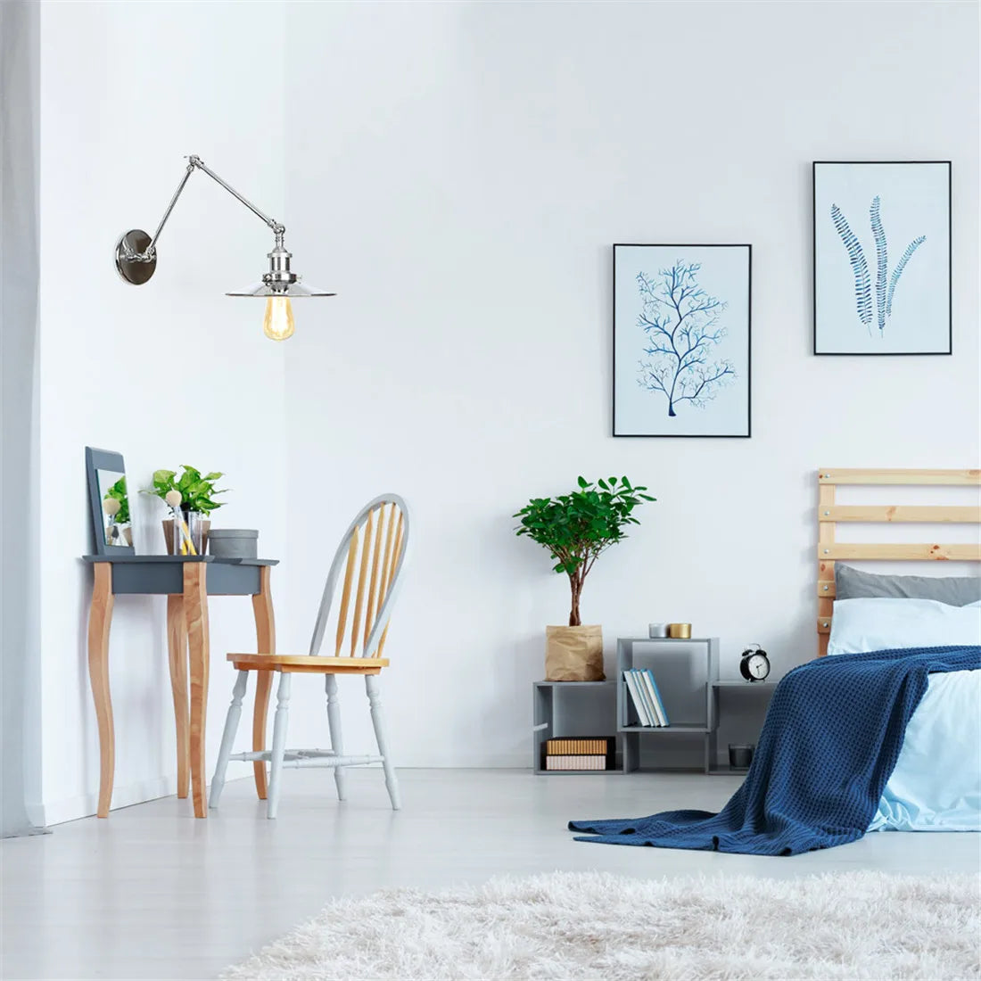 Chrome Plated Bathroom Bedroom Wall Sconce Modern Metal Lamp