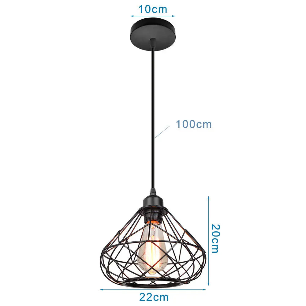 Vintage Industrial Chandelier Lamp, Black Iron Pendant Light for Kitchen Bedroom