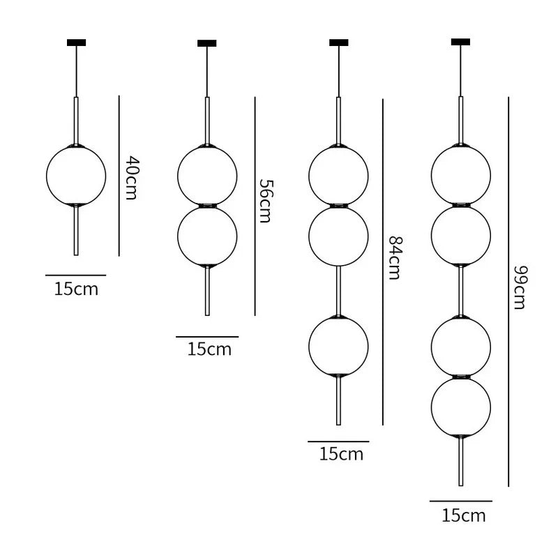 Glass Ball LED Pendant Lamps - Warm Milky White Hanging Lights