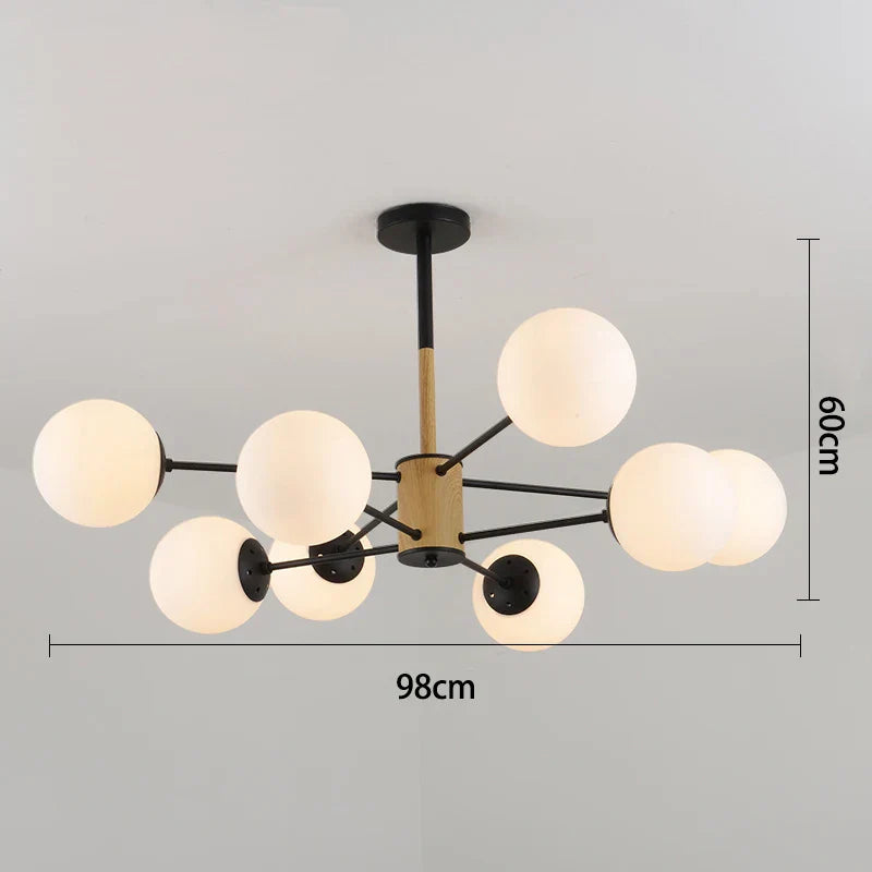 Black/Gold Glass Pendant Light for Living Room Bedroom Restaurant
