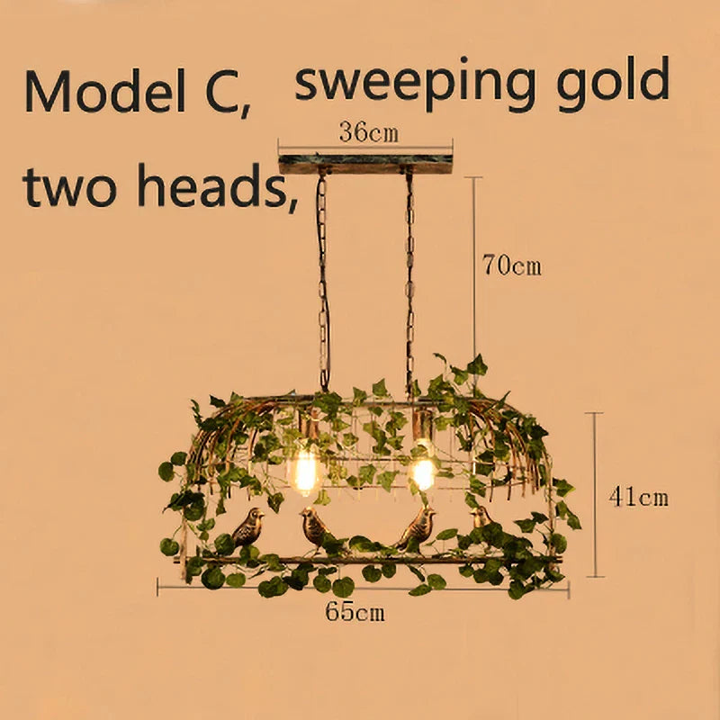 Vintage Plant Pendant Lights Bird Cage Industrial Pendant Lamp for Home Decor