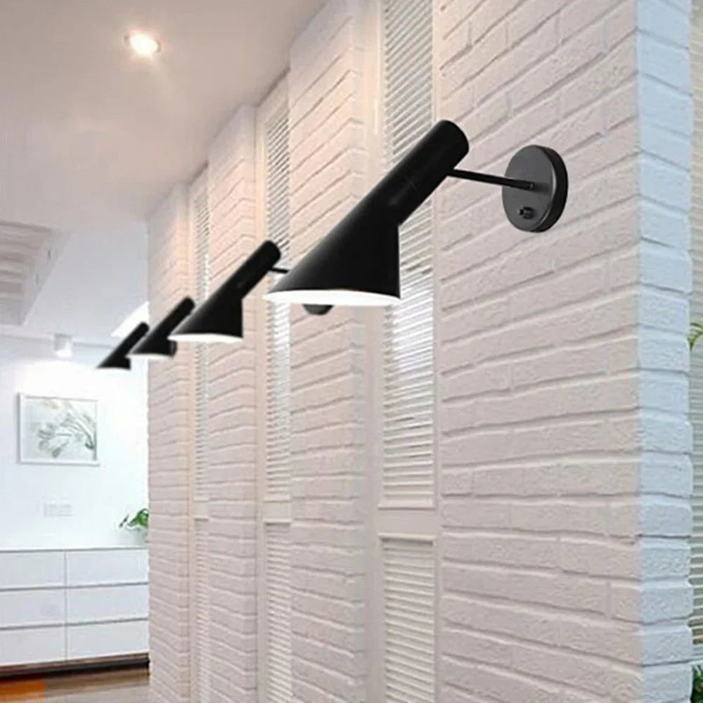 Swing Head Wall Lamp White Black Postmodern Design Bedside Reading Light E27