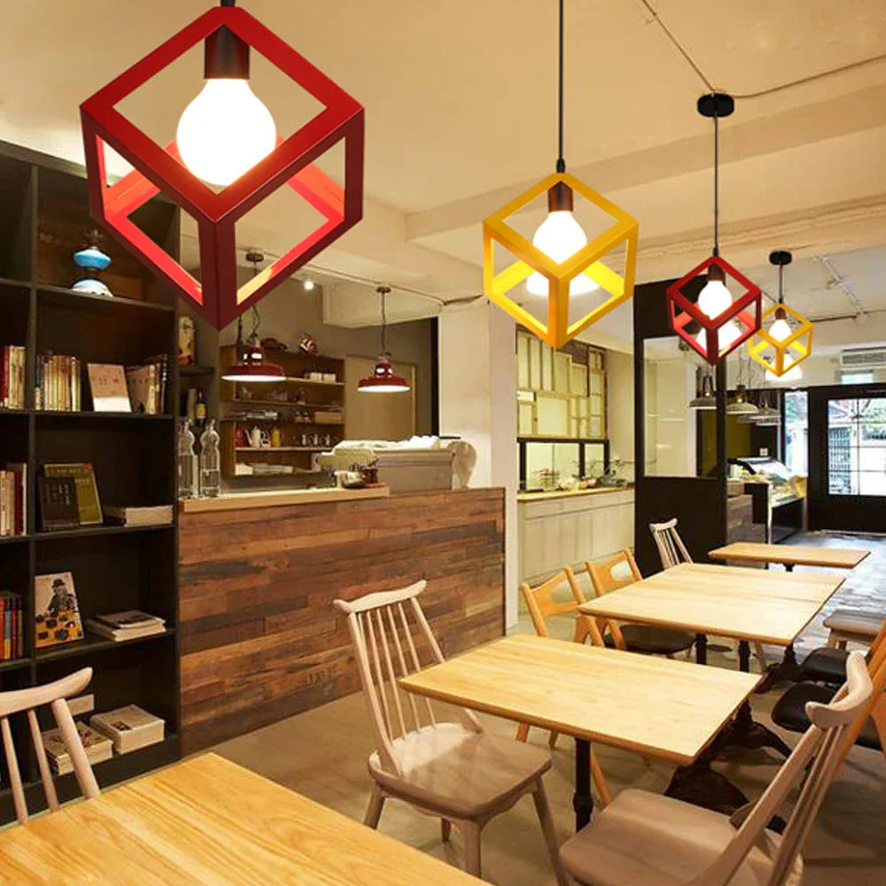 Nordic Vintage LED Pendant Light Colorful Hanging Fixture for Home and Hospitality