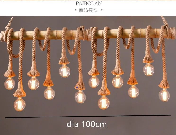 Bamboo Pendant Lights: Vintage Loft Lighting Fixtures for Kitchen, Cafe, Bar.