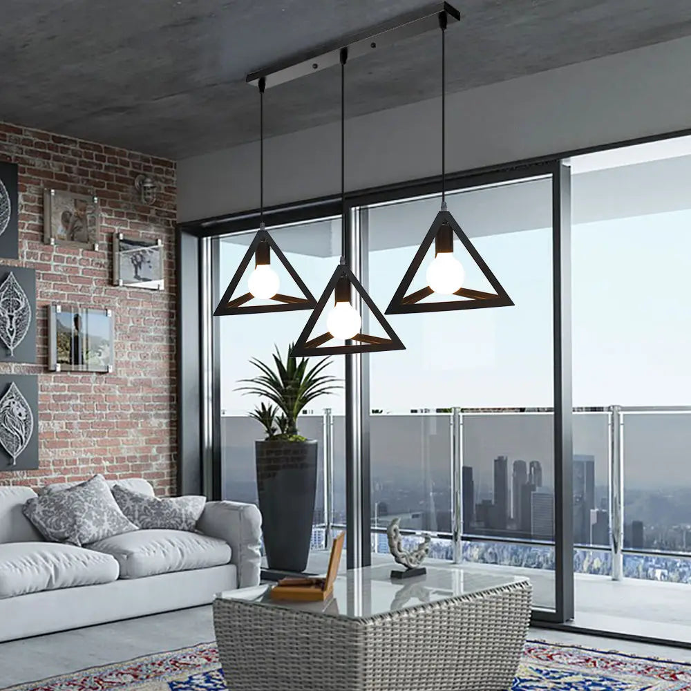 Modern Black Cage LED Pendant Light for Home & Commercial Lighting